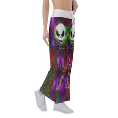 Night Wonder Skull Abtract Color High-waisted Wide Leg Pants - Wonder Skull