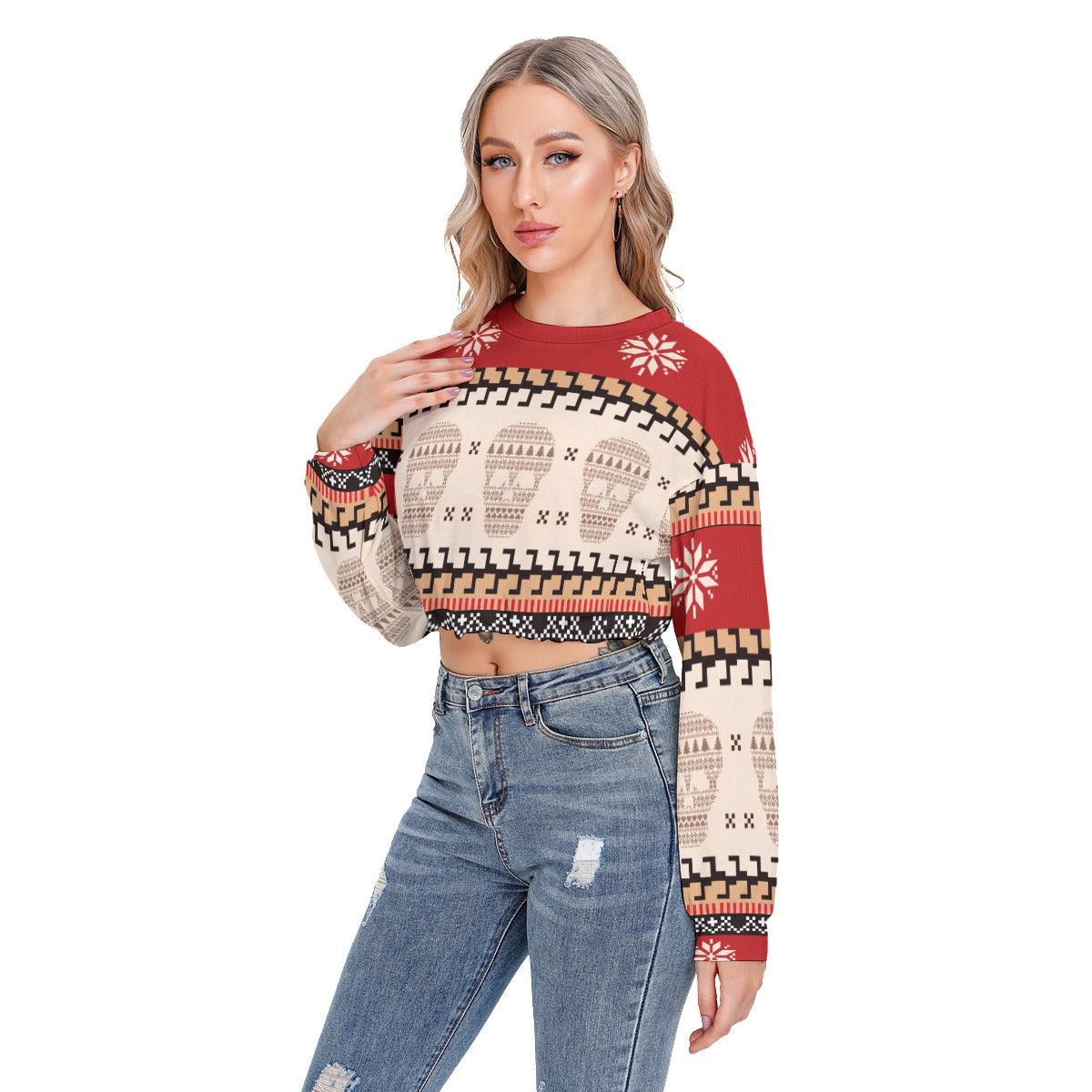 Skull Ugly Long Sleeve Sweatshirt With Hem Drawstring - Wonder Skull