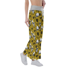 Sunflower And Skull High-waisted Straight-leg Trousers - Wonder Skull