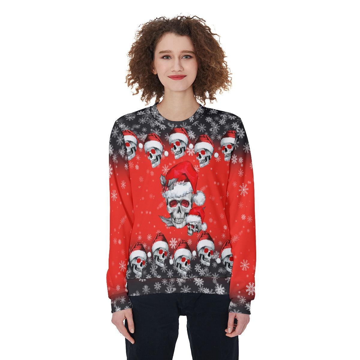 Red Skull Snowflake Heavy Fleece Sweatshirt - Wonder Skull