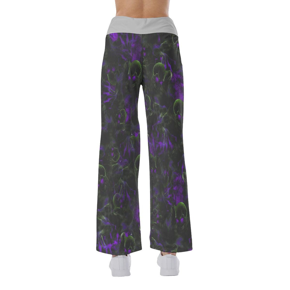 Skull Eye Purple Pajama Pants Print Palazzo Lounge - Wonder Skull
