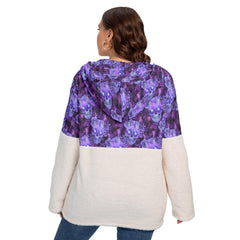 Skull Flower Borg Fleece Hoodie With Half Zip - Wonder Skull