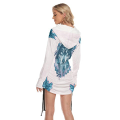 Pink Pastel Crytal Wolf One Shoulder Dress For Women - Wonder Skull