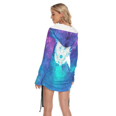 Blue Space Wolf One Shoulder For Women - Wonder Skull