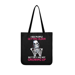 I See People Getting Older Skull Tote Bags - Wonder Skull