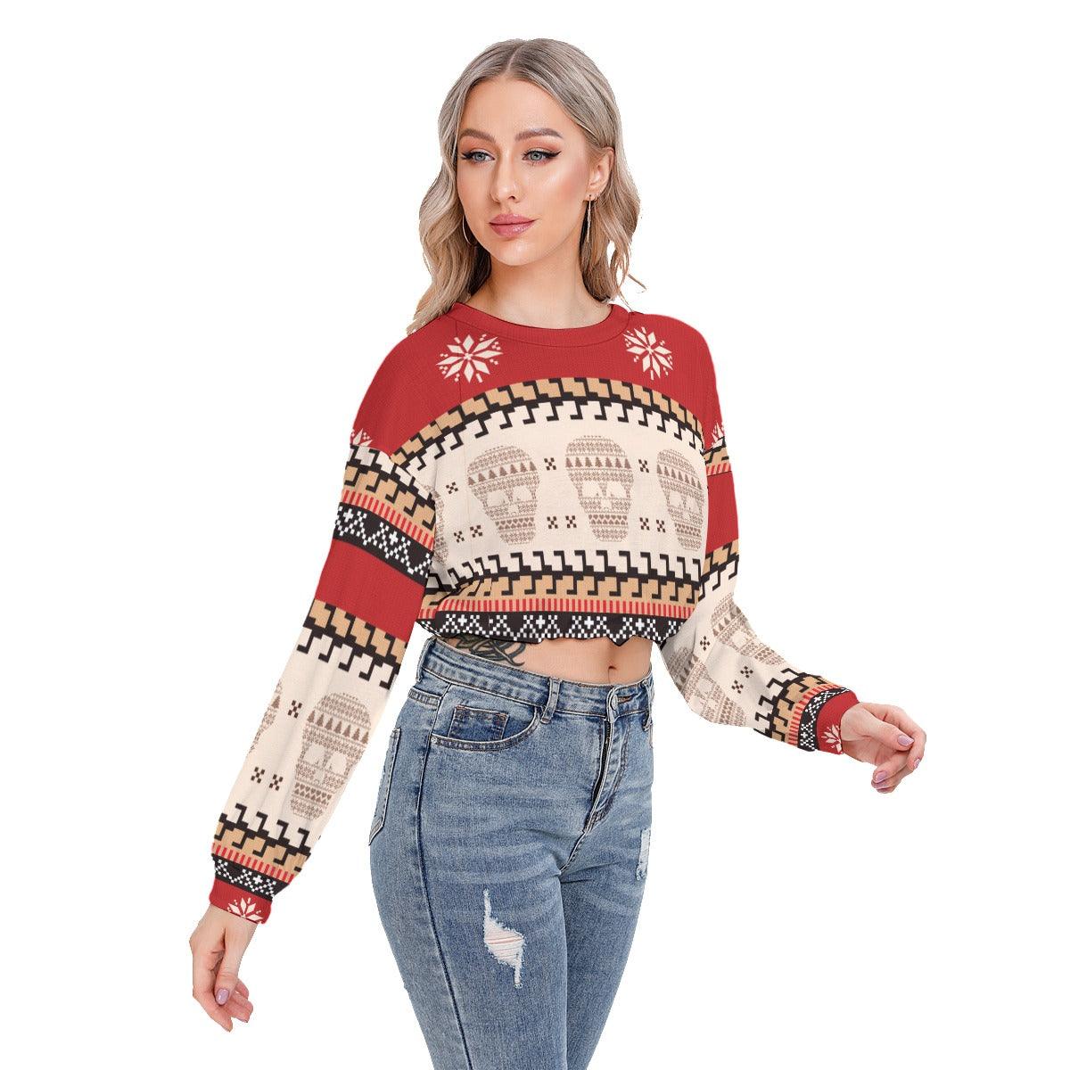 Skull Ugly Long Sleeve Sweatshirt With Hem Drawstring - Wonder Skull