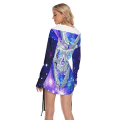 Sexy Diamond Rainbow Skull Print Open Shoulder Dress-Wonder Skull