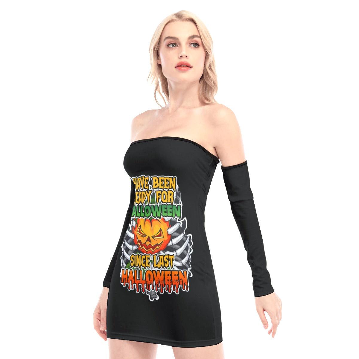 Since Last Halloween Off-shoulder Back Lace-up Dress - Wonder Skull