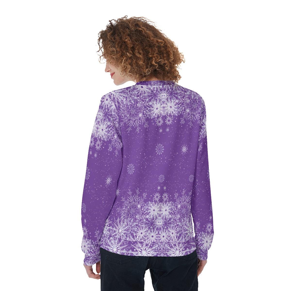 Violet Christmas Skull Snowflake Heavy Fleece Sweatshirt - Wonder Skull