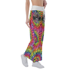 Rainbow TieDye Skull Mom High-waisted Wide Leg Pants - Wonder Skull