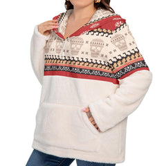 Skull With Snow Flare Borg Fleece Hoodie With Half Zip - Wonder Skull