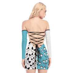 Couple Of Nightmare Off-shoulder Back Lace-up Dress - Wonder Skull