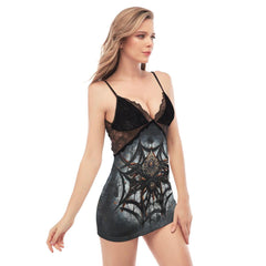Horror Spider Web Lace Chemise Nightgown - Wonder Skull
