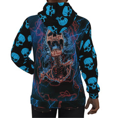 Thunder Skeleton Skull Print Unisex Pullover Hoodie-Wonder Skull