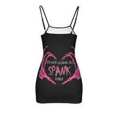 Spank Itself Skull Printed Body Dress, Naughty Sleeveless Minidress For Women-Wonder Skull