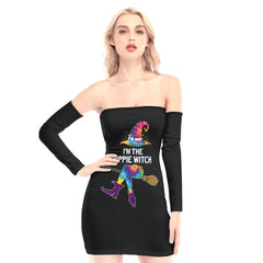 Tie Dye The Hippie Witch Off-shoulder Back Lace-up Dress - Wonder Skull