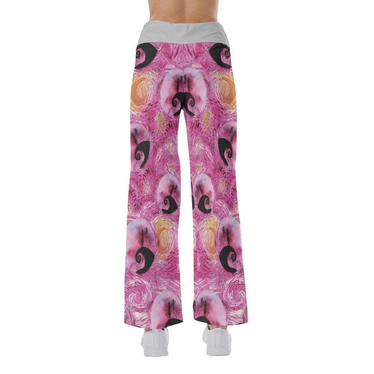Pink Nightmare High-waisted Straight-leg Trousers For Women - Wonder Skull