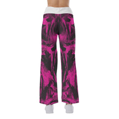 Pink Tornado Skull Psycho High-waisted Wide Leg Pants - Wonder Skull