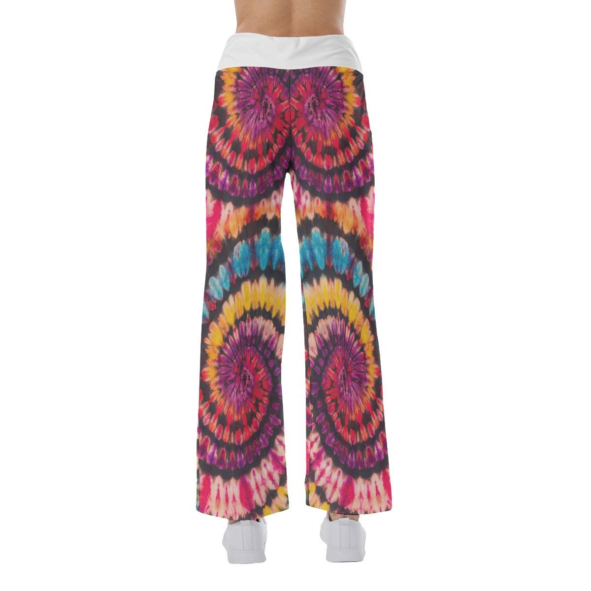 Red Black Tribe Vibe Skull Mom High-waisted Wide Leg Pants - Wonder Skull