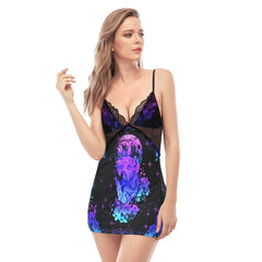 Purpe Gradient Wolf Lace Chemise Nightgown - Wonder Skull