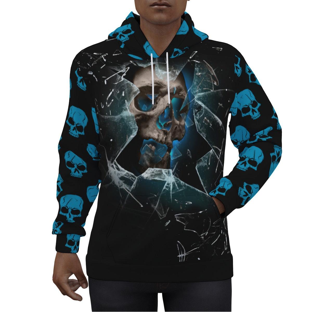 Broken Skull Print Unisex Pullover Hoodie - Wonder Skull