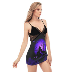 Purple Night Haunted House Lace Chemise Nightgown - Wonder Skull