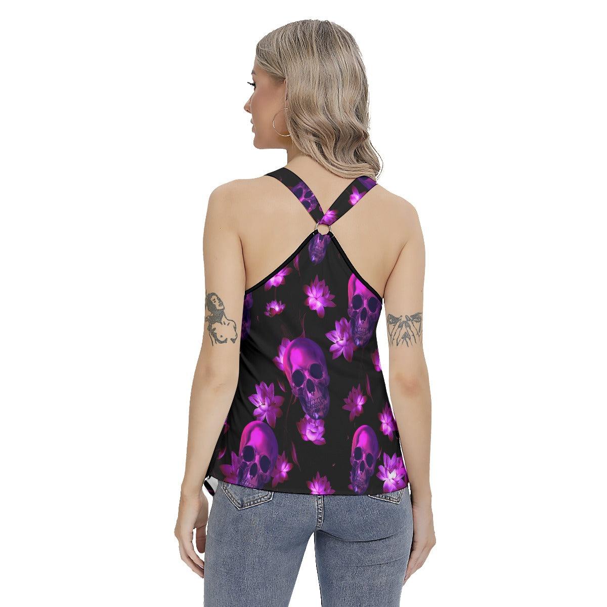 Lotus Pink Skull Gothic Women's Racing Tank Top - Wonder Skull