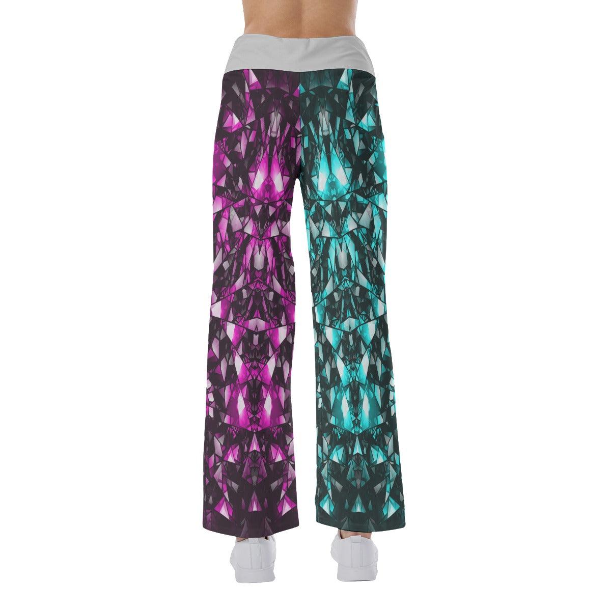 Baby Girl Half Cyan Pink High-waisted Wide Leg Pants - Wonder Skull