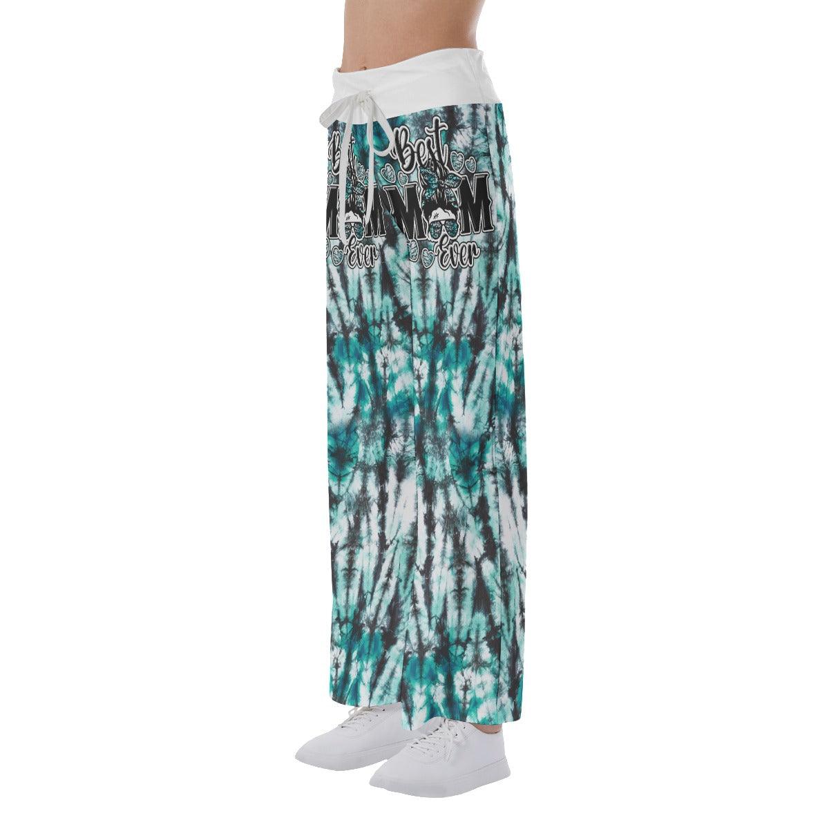 Gradiant Camo Green Skull Mom High-waisted Wide Leg Pants - Wonder Skull