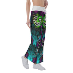 Radiant Skull Smile High-waisted Wide Leg Pants - Wonder Skull