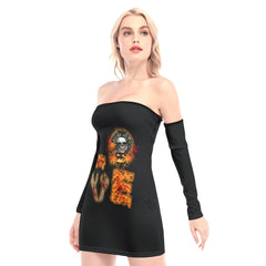 Love Halloween Off-shoulder Back Lace-up Dress - Wonder Skull