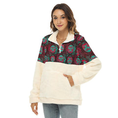 Ancient Skull Fleece Sweatshirt With Half Zip - Wonder Skull