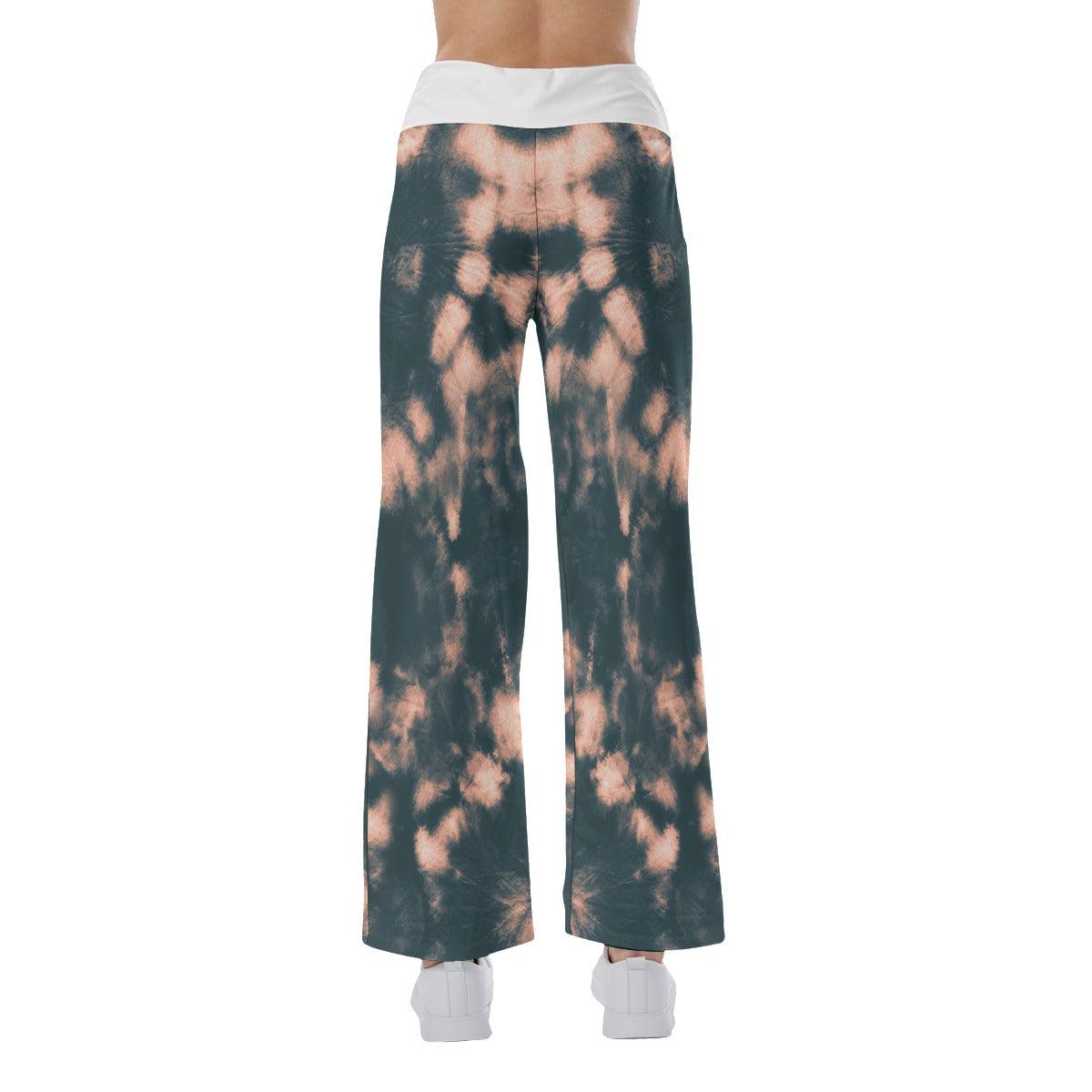 Tie Dye Camo Skull Mom High-waisted Wide Leg Pants - Wonder Skull