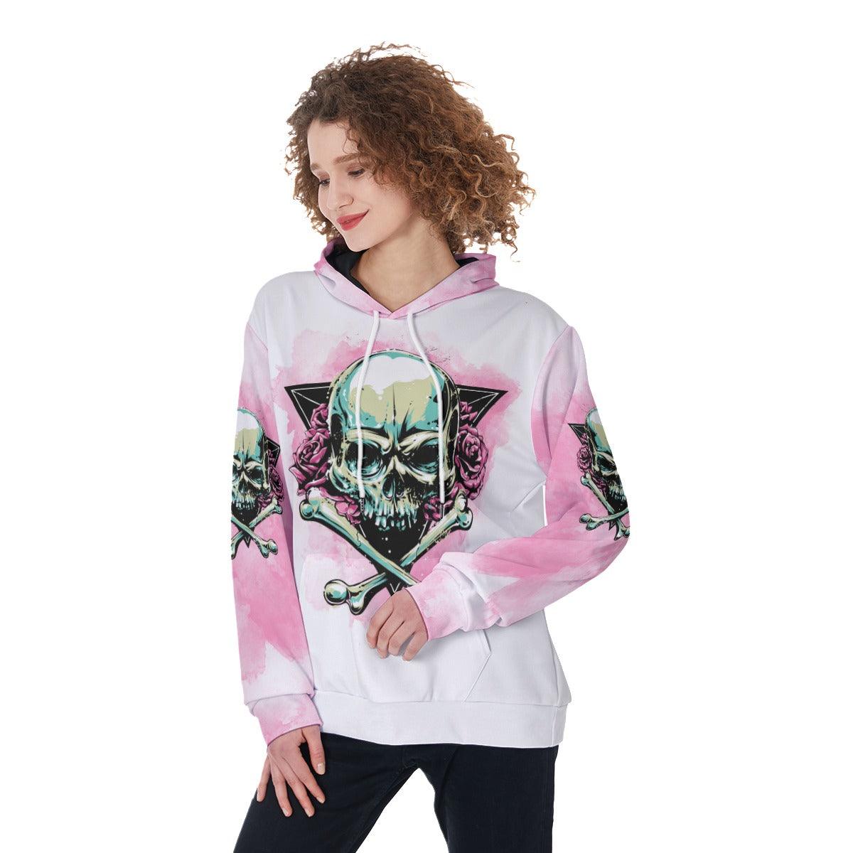 Rose Skull Stuck Between IDK IDC IDGAF Funny Hoodie For Women - Wonder Skull
