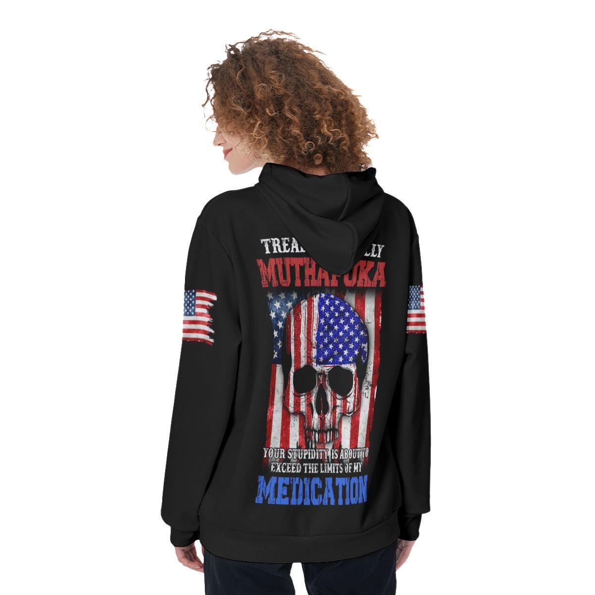 Tread Carefully Muthafuka Funny Hoodie For Women - Wonder Skull