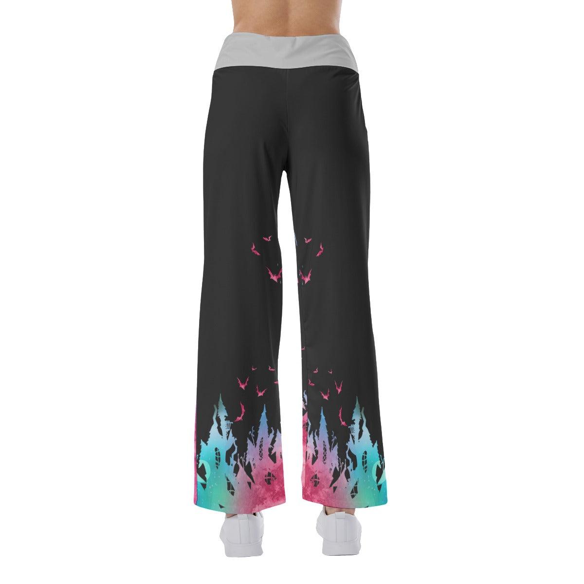 Little Nightmare Bat Pink High-waisted Straight-leg Trousers - Wonder Skull