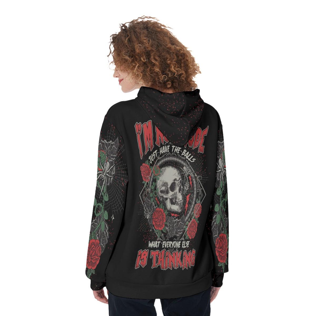 Skull Rose I'm Not Rude I Just Have The Balls Funny Hoodie For Women - Wonder Skull