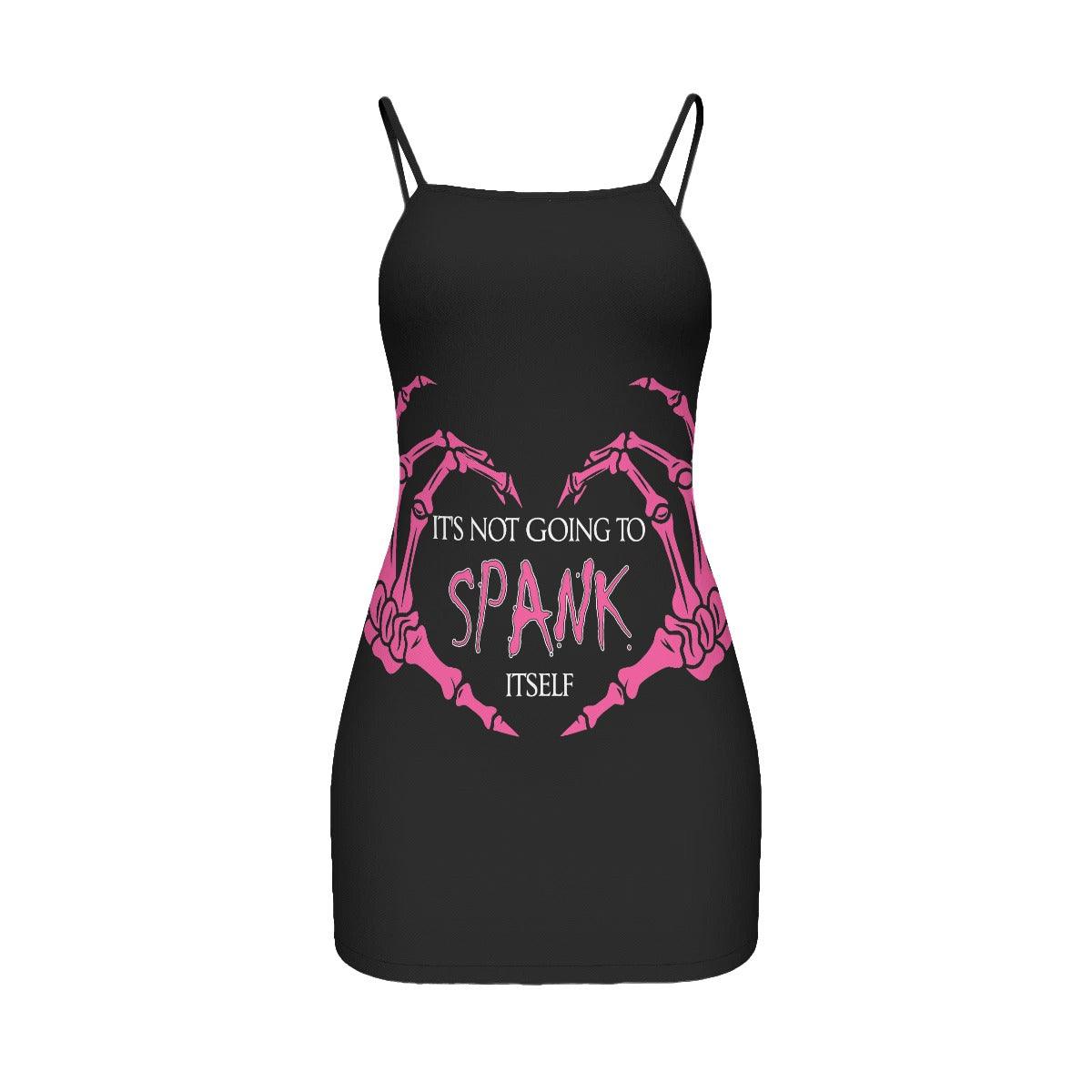 Spank Itself Skull Printed Body Dress, Naughty Sleeveless Minidress For Women-Wonder Skull