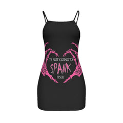 Spank Itself Skull Printed Body Dress, Naughty Sleeveless Minidress For Women-Wonder Skull