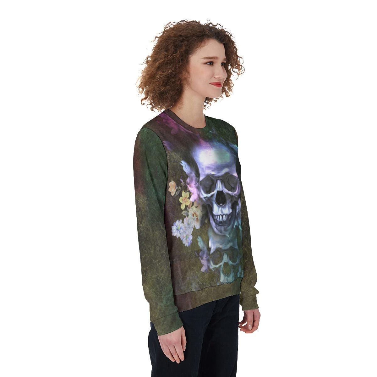 Colorful Skull Flower Heavy Fleece Sweatshirt - Wonder Skull