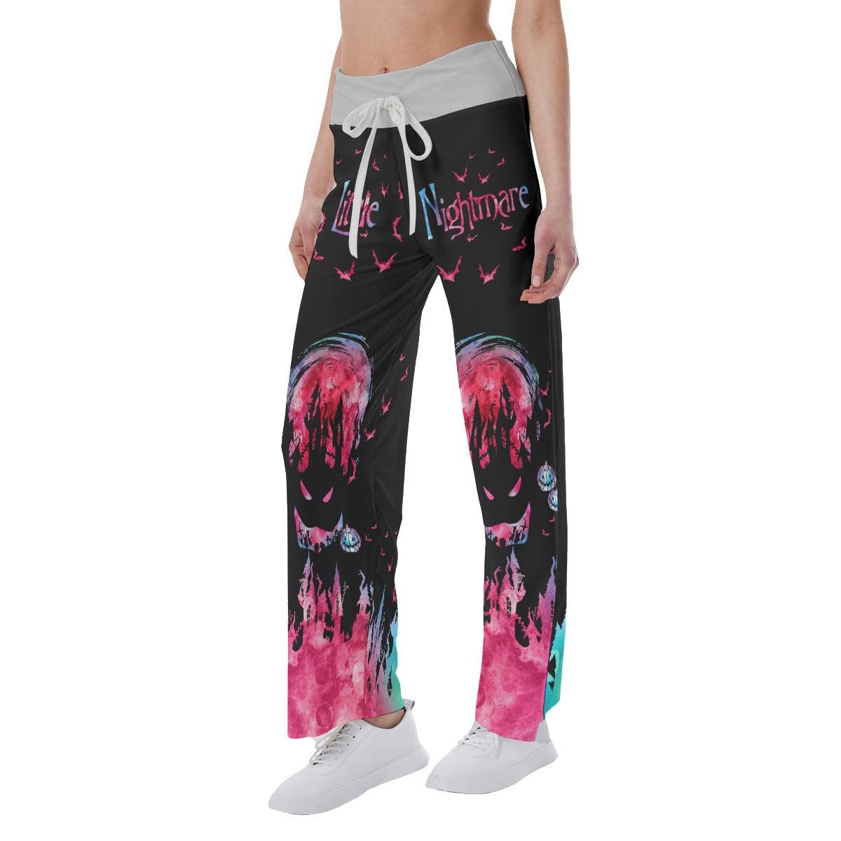 Little Nightmare Bat Pink High-waisted Straight-leg Trousers - Wonder Skull