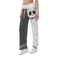 Black White Nightmare Art Women's High-waisted Wide Leg Pants | Wonder Skull