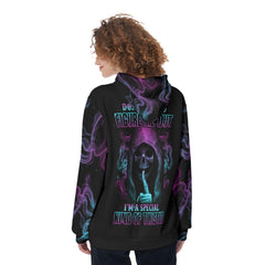 Skull Smoke Don't Try To Figure Me Out Funny Hoodie For Women - Wonder Skull
