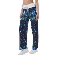 Neon Light Skull Butterfly High-waisted Wide Leg Pants - Wonder Skull
