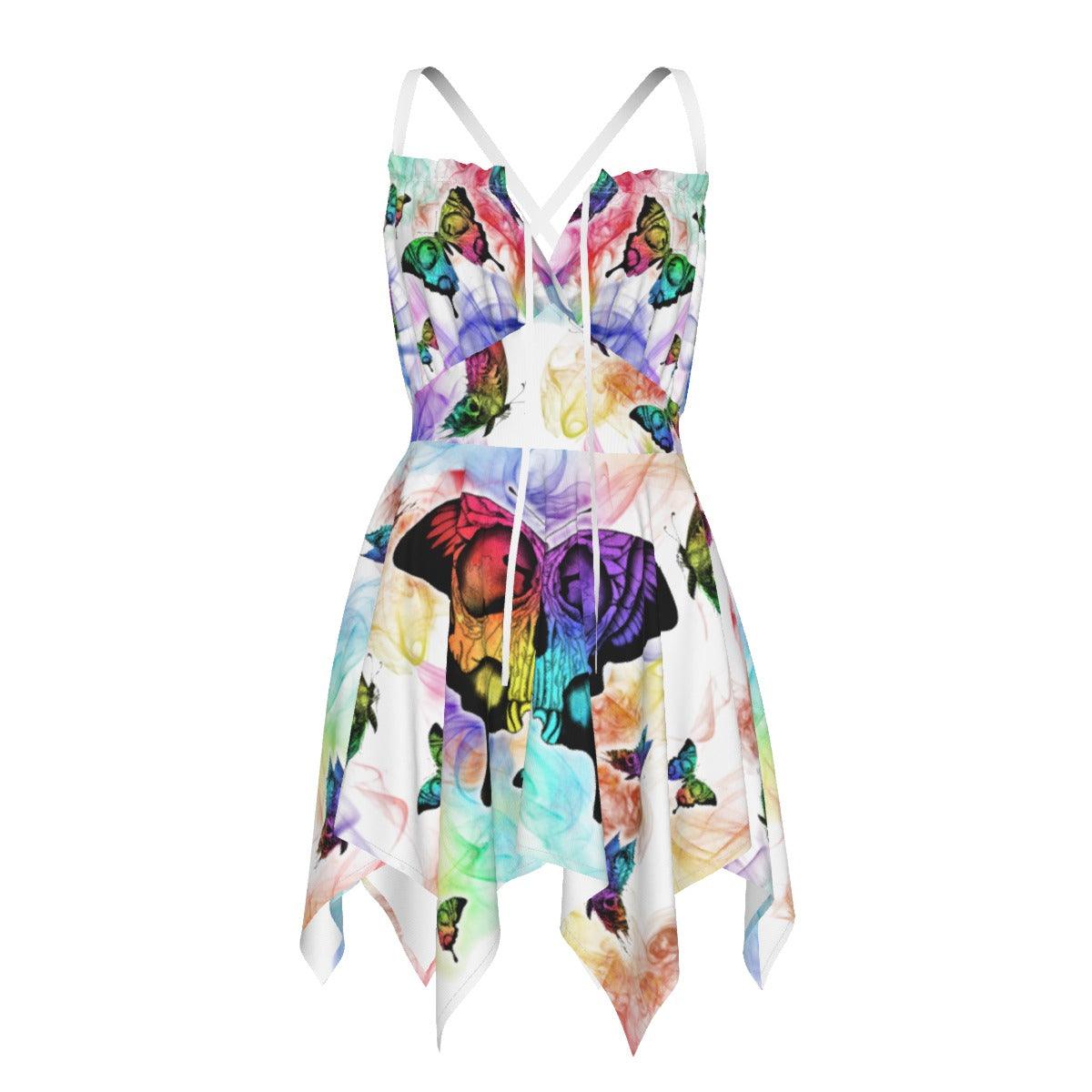 Skull Butterfly Pattern All-Over Print Women's Slip Dress - Wonder Skull