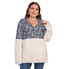 Skull Paisley Borg Fleece Hoodie With Half Zip - Wonder Skull