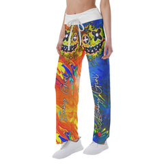 TieDye Two Blocks Color Skull Design High-waisted Wide Leg Pants - Wonder Skull