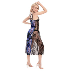 Hot Flower Skull Pattern Lace Cami Cross Back Women Dress - Wonder Skull