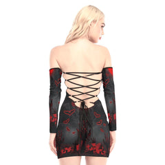 Halloween Rise of the Dead Off-shoulder Back Lace-up Dress - Wonder Skull
