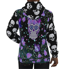 Purple Green Mandala Skull Print Unisex Pullover Hoodie-Wonder Skull